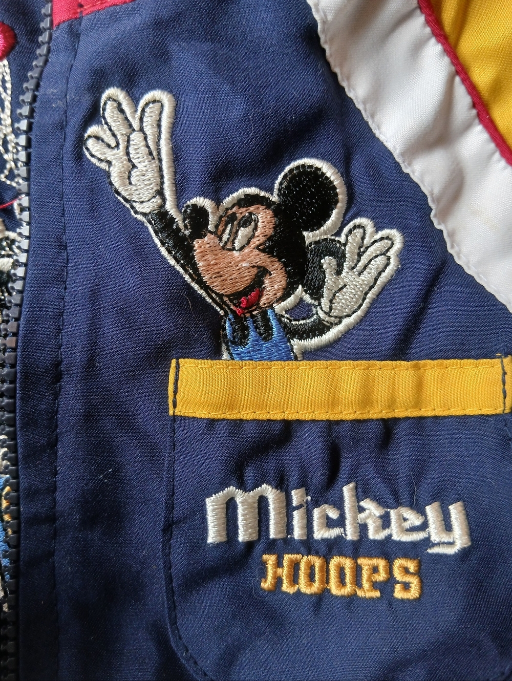 Vintage Disney Mickey Goofy Basketball Zip Jacket Blue Yellow Red Y2K - Picture 7 of 9